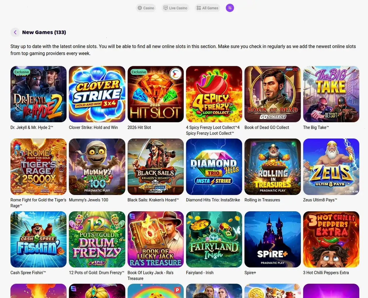 Yep Casino mobile Ansicht